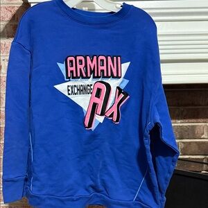 Womens Armani Exchange Vibrant Blue Logo Sweatshirt size Medium